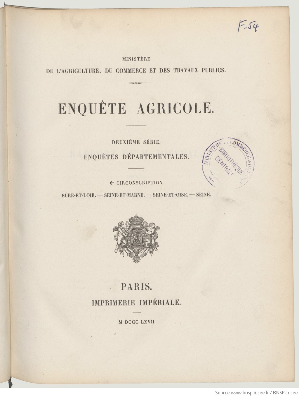 Enquête agricole. 2e série, 6e circonscription, Enquête agricole : Enquêtes départementales. IIe série, 6e circonscription, Eure-et-Loir, Seine-et-Marne, Seine-et-Oise, Seine : [rapport de M. Josseau ] / Ministère de l'Agriculture, du commerce et des travaux publics - vue 9 - page NP