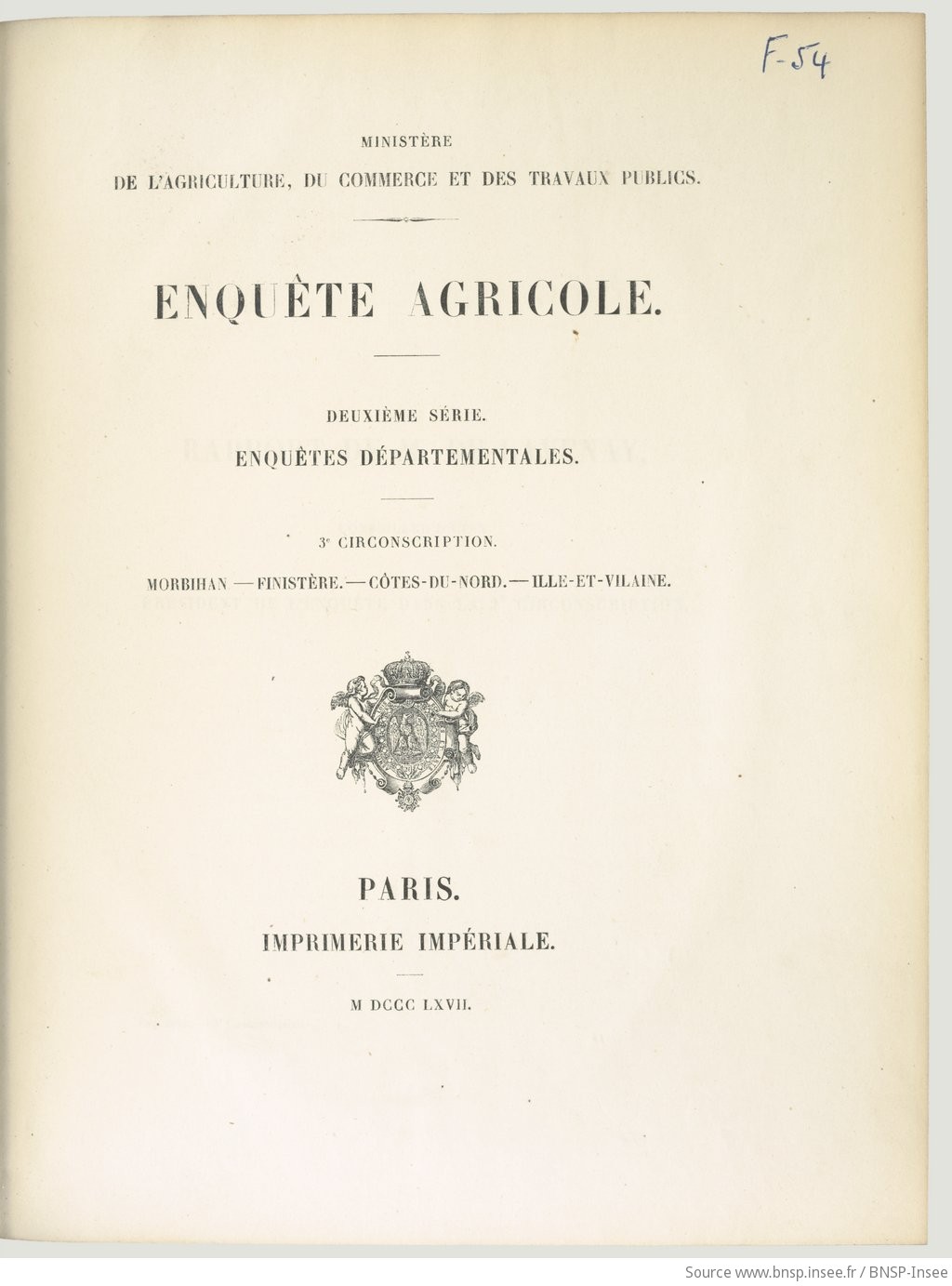 Enquête agricole. 2e série, 3e circonscription, Enquête agricole : Enquêtes départementales. IIe série, 3e circonscription, Morbihan, Finistère, Côtes-du-Nord, Ille-et-Vilaine : [rapport de M. de Lavenay] / Ministère de l'Agriculture, du commerce et des travaux publics - vue 9 - page NP