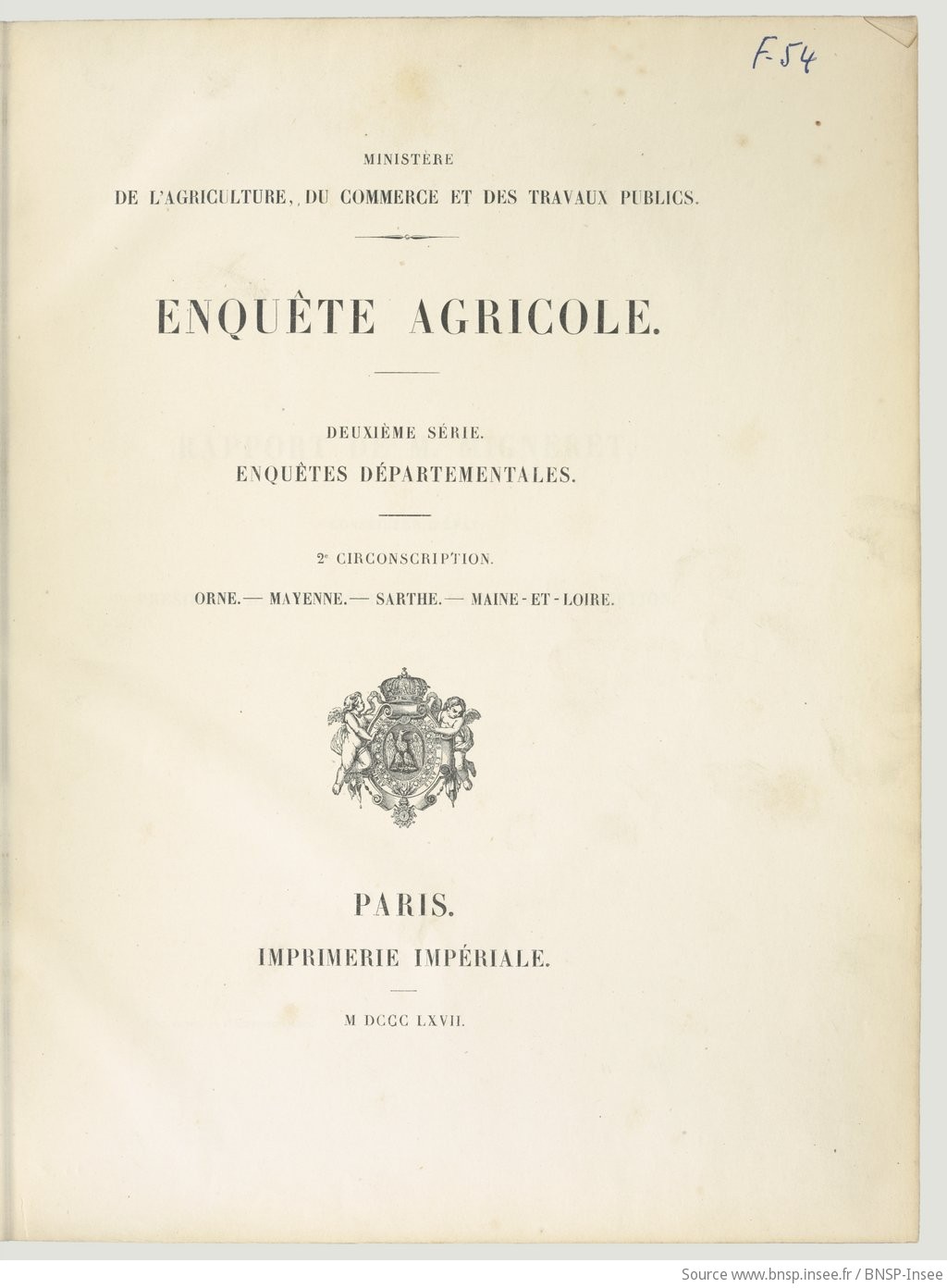 Enquête agricole. 2e série, 2e circonscription, Enquête agricole : Enquêtes départementales. IIe série, 2e circonscription, Orne, Mayenne, Sarthe, Maine-et-Loire : [rapport de M. Migneret] / Ministère de l'Agriculture, du commerce et des travaux publics - vue 10 - page NP