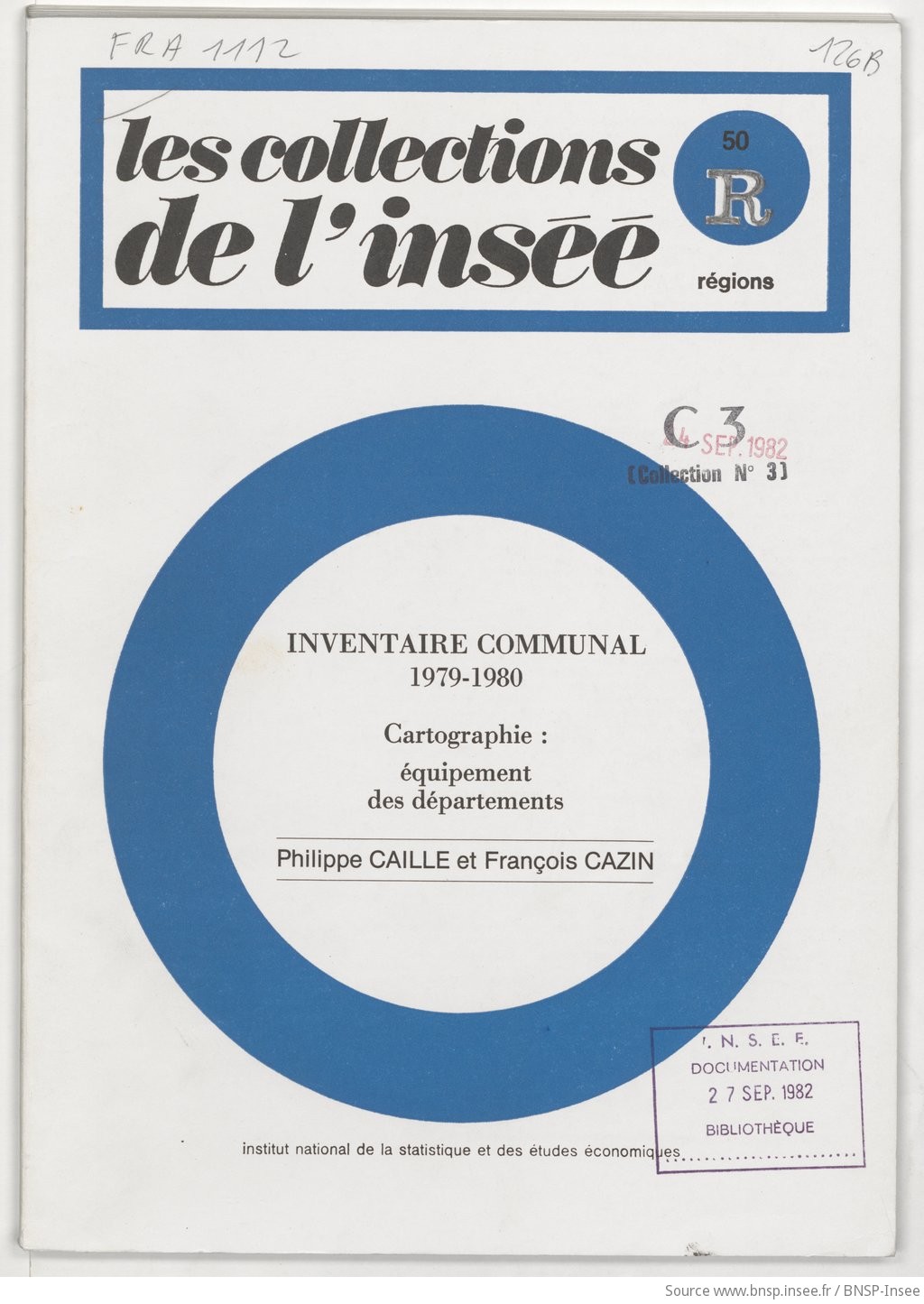 Inventaire communal 1979-1980 : cartographie, équipements des départements / Institut national de la statistique et des études économiques ; [par] Philippe Caille et François Cazin - vue 1 - page NP