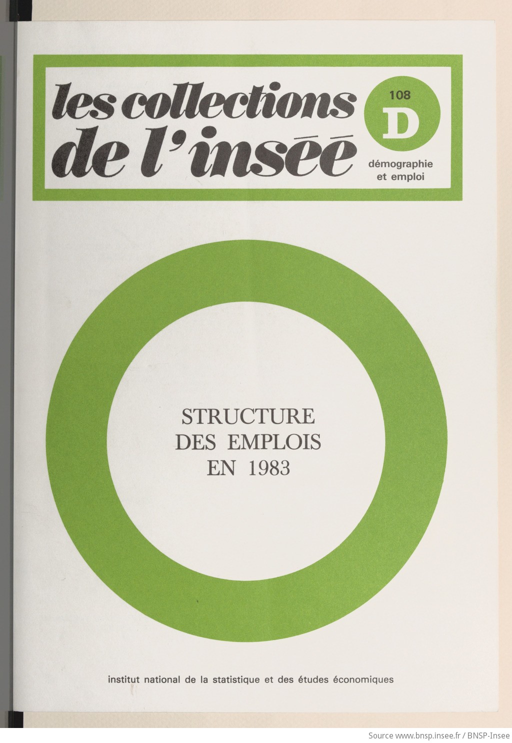 Structure des emplois en 1983 / Ministère de l'économie, des finances et du budget, INSEE, Institut national de la statistique et des études économiques - vue 1 - page NP