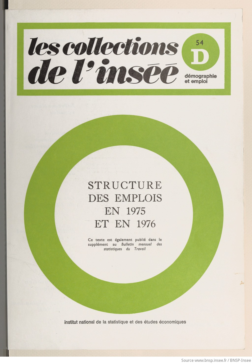 Structure des emplois en 1975 et en 1976 / Institut national de la statistique et des études économiques - vue 1 - page NP