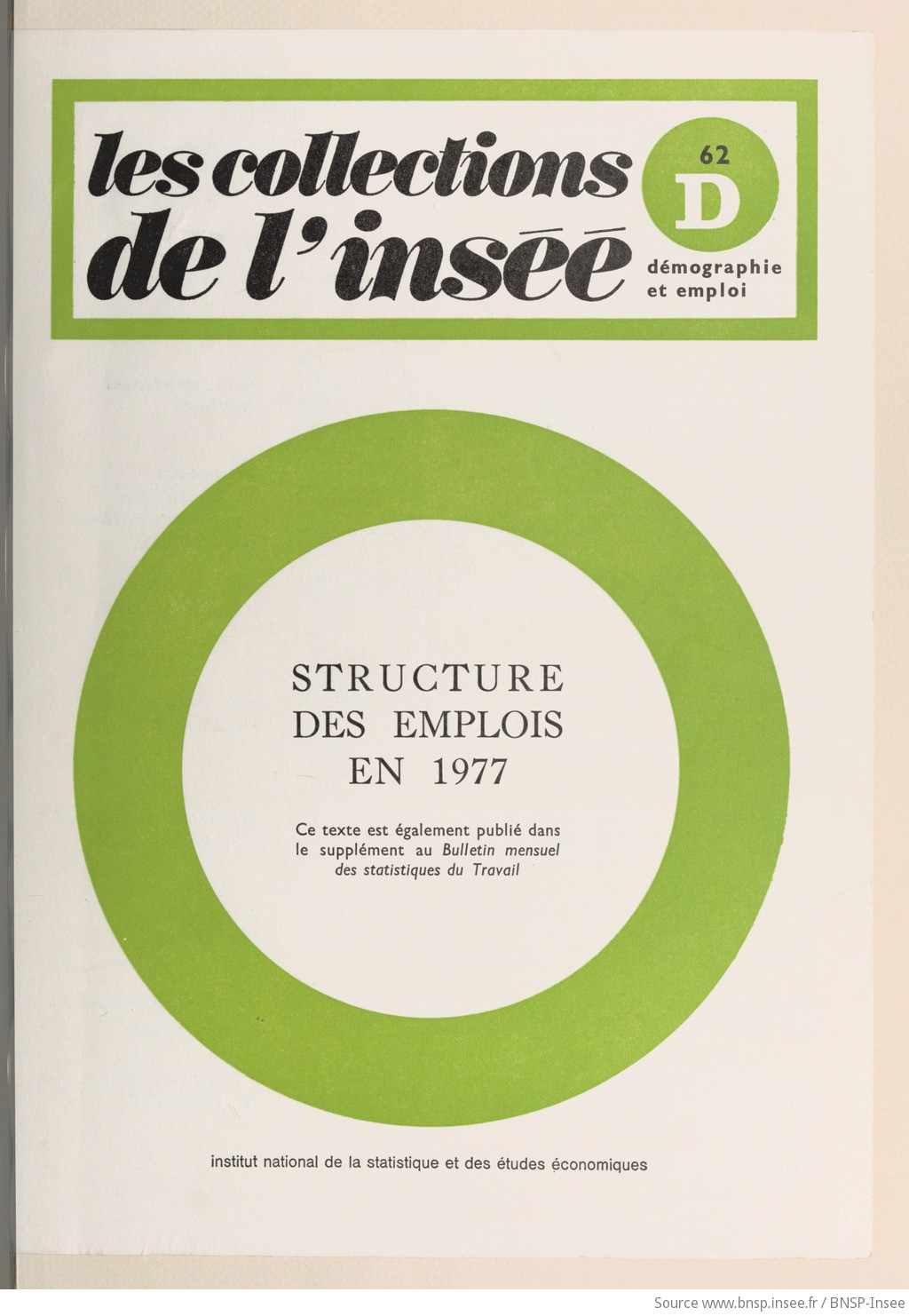 Structure des emplois en 1977 / Institut national de la statistique et des études économiques - vue 1 - page NP