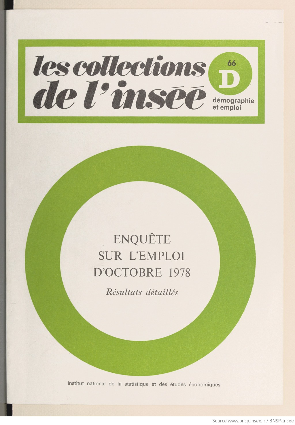 Enquête sur l'emploi d'octobre 1978 : résultats détaillés / Institut national de la statistique et des études économiques - vue 1 - page NP