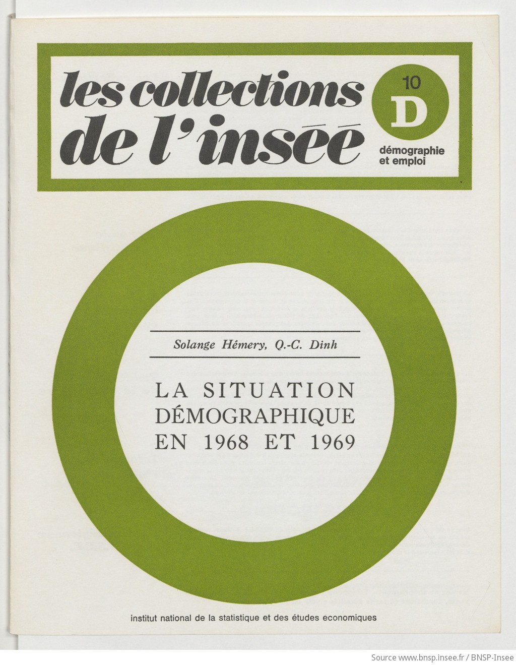 La Situation démographique en 1968 et 1969 , par Solange Hémery et Q.-C. Dinh - vue 1 - page NP
