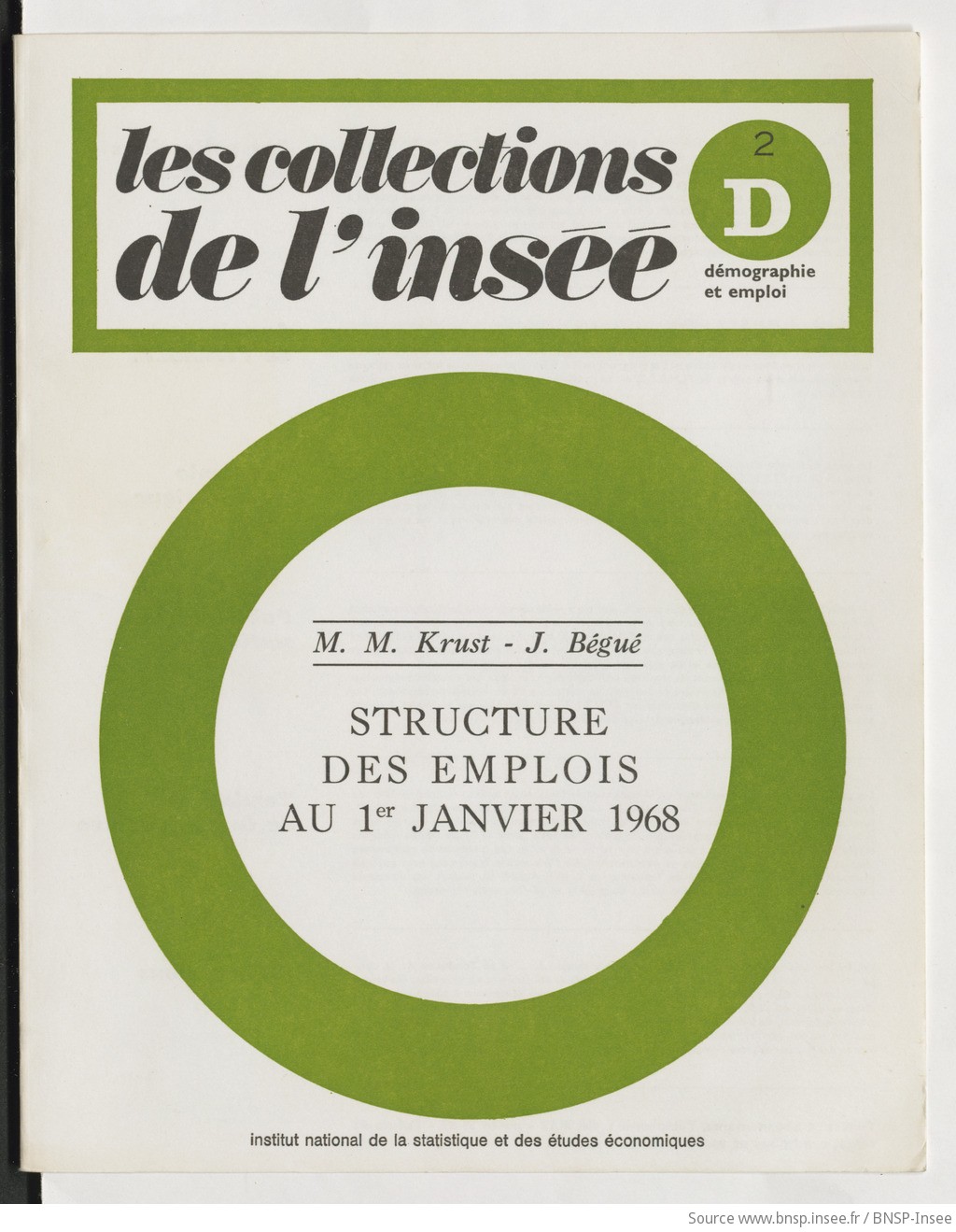 Structure des emplois au 1er janvier 1968 , par Marie-Madeleine Krust et Jean Bégué - vue 1 - page NP
