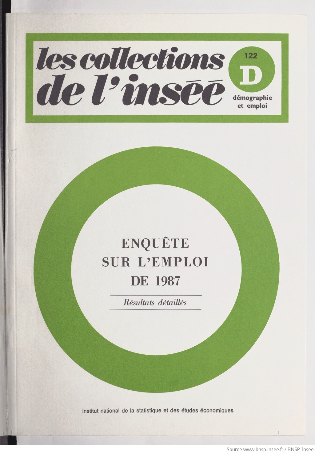 Enquête sur l'emploi de 1987 : résultats détaillés / Ministère de l'économie, des finances et de la privatisation, Institut national de la statistique et des études économiques - vue 1 - page NP