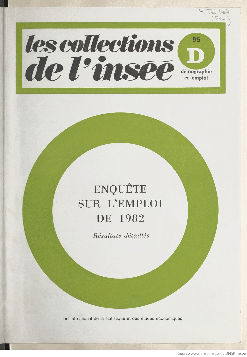 Enquête sur l'emploi de 1982 : résultats détaillés / Institut national de la statistique et des études économiques - vue 1 - page NP