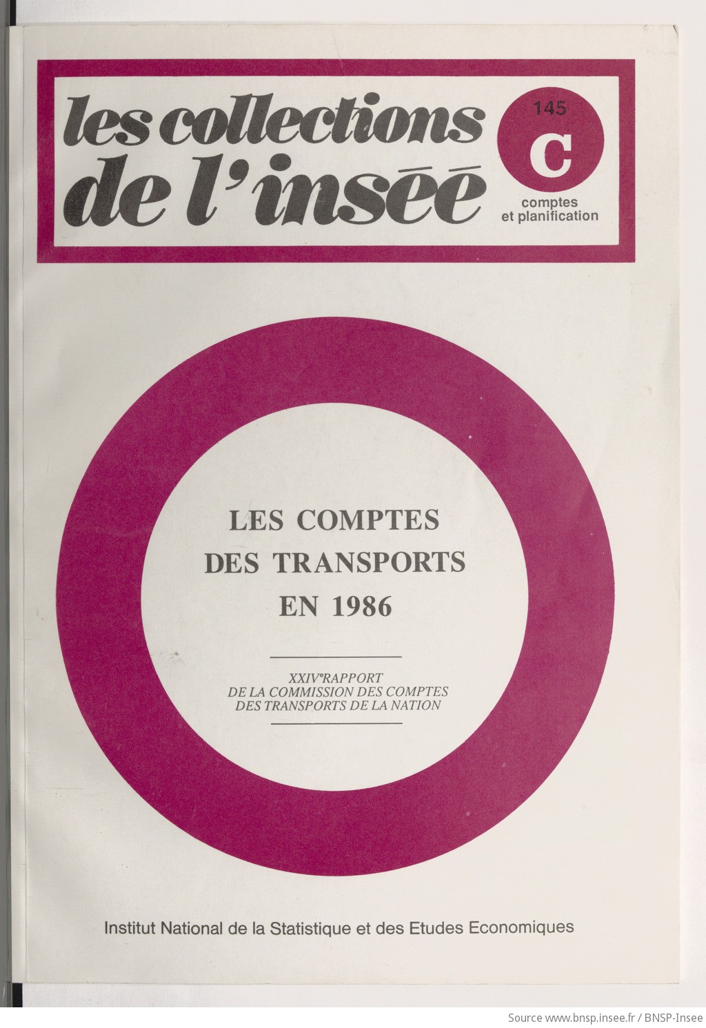 Les Comptes des transports en 1986 / XXIVe rapport de la Commission des comptes des transports de la nation ; Ministère de l'économie, des finances et de la privatisation, Institut national de la statistique et des études économiques - vue 1 - page NP
