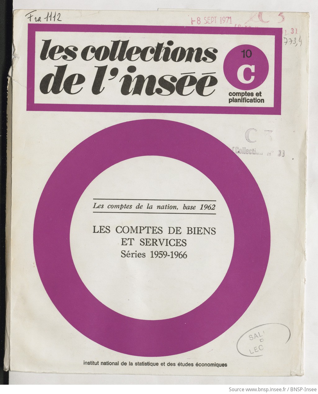 Les Comptes de la nation, base 1962. Les comptes de biens et services. Séries 1959-1966 - vue 1 - page NP