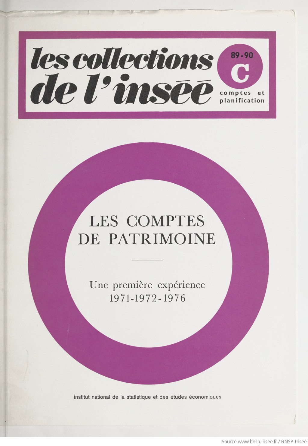 Les Comptes de patrimoine : une première expérience, 1971-1972-1976 / Institut national de la statistique et des études économiques - vue 1 - page NP